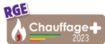 Logo certification Chauffage+ 2023 - Sanithermelec